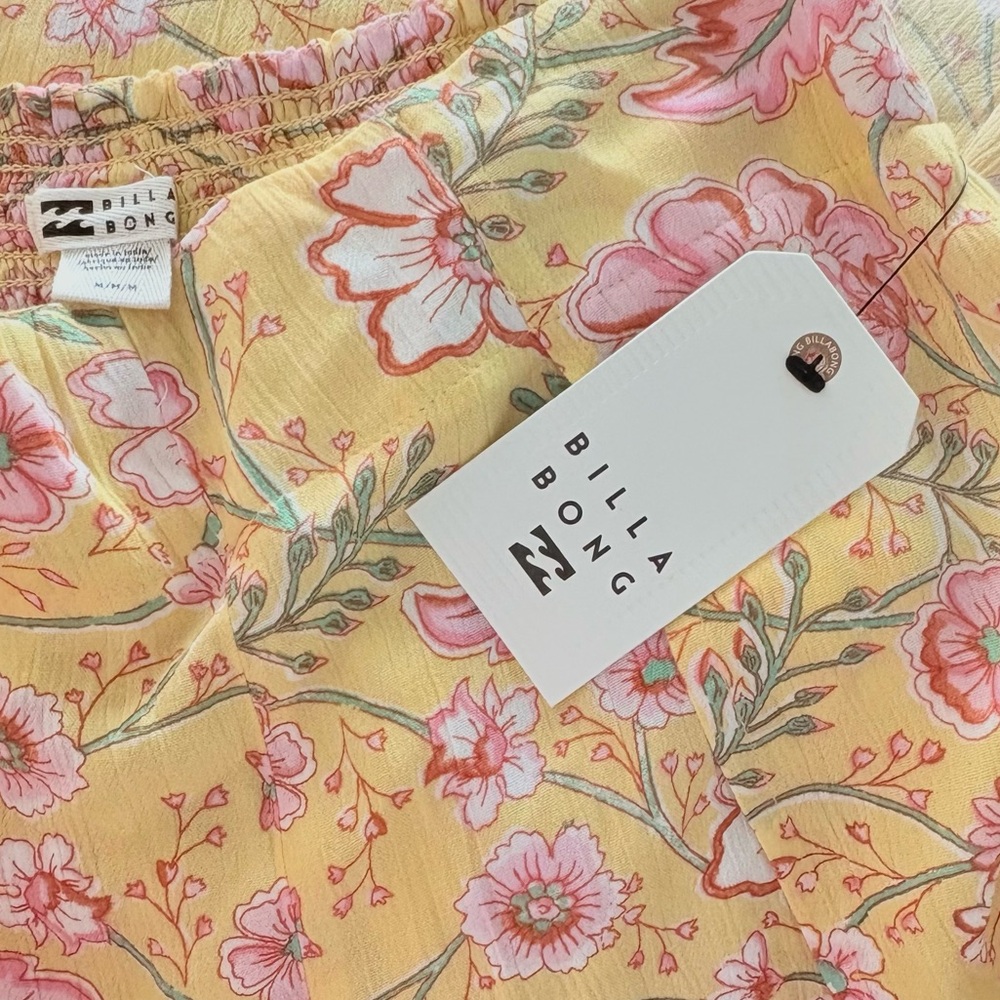 BILLABONG Split Spirit Pant Boho MEDIUM Floral Split Wide Leg High Waisted NWT - Picture 6 of 8